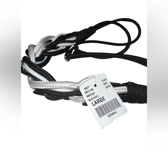 Black And‎ White Rope Belt With Buttons Size Large - Picture 3 of 5